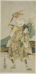 O Ator Ichikawa Monnosuke II como Soga no Goro Tokimune na Peça Haru wa Soga Akebono-zoshi (?), Realizada no Teatro Nakamura (?) no Primeiro Mês, 1772 (?) de Katsukawa Shunsho
