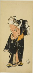 Ator Ichikawa Raizo I como Hanakapado no Sukeroku na peça "Hitokidori Harutsuge Soga" de Katsukawa Shunsho