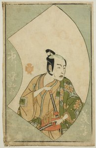O ator Ichikawa Somegoro, de "A Picture Book of Stage Fans (Ehon butai ogi)" de Katsukawa Shunsho