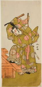 Acompanhado por Uzaemon Ichimura, Doutor X Como o assistente mestre negro Te Pay O mestre negro de flores e neve na forma de Perfor Med em Te Ichimura Te Venth Gate th, 1776 de Katsukawa Shunsho
