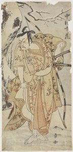O ator Nakamura Ju_zo_ em um papel de samurai de Katsukawa Shunsho