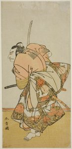 O ator Nakamura Nakazo I como Chinzei Hachiro Tametomo na peça Hana-zumo Genji Hiiki, realizada no Teatro Nakamura no décimo primeiro mês, 1775 de Katsukawa Shunsho
