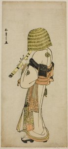 O ator Nakamura Nakazo I como Kakogawa Honzo em Komuso Traje na peça Kanadehon Chushingura, realizada no Teatro Ichimura no sétimo mês de 1783 de Katsukawa Shunsho