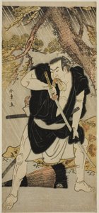 O ator Nakamura Nakazo I como Ono Sadakuro na peça Kanadehon Chushingura, apresentada no Teatro Ichimura no sexto mês de 1783 de Katsukawa Shunsho