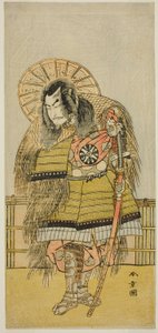 Nakamura Nakazo I como Takechi Jubei Mitsuhide na peça Shusse Taiheiki, apresentada no Teatro Nakamura no Oitavo Mês, de Katsukawa Shunsho
