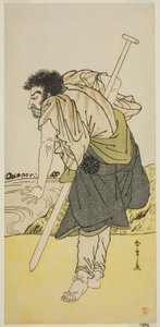 O ator Nakamura Nakazo I como o monge renegado Dainichibo na peça Edo Meisho Midori Soga, apresentada no Teatro Morita no segundo mês, 1779 de Katsukawa Shunsho