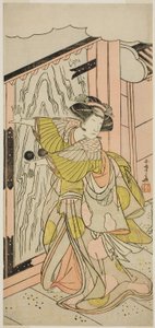 O ator Nakamura Tomijuro I como Lady Hangaku (Hangaku Gozen) na peça Wada-gassen Onna Maizuru, apresentada no Teatro Nakamura no Sétimo Mês, 1777 de Katsukawa Shunsho
