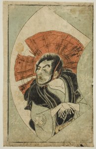 O ator Nakamura Utaemon I, de "The Picture Book of Stage Fans (Ehon Butai Ogi)" de Katsukawa Shunsho