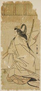 O Ator Onoe Matsusuke I como Príncipe Takanori na peça "Kaeribana Eiyu Taiheiki", apresentada no Teatro Nakamura no décimo primeiro mês de 1779 de Katsukawa Shunsho