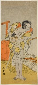 A peça Kazoe Uta Ta Ue Soga apresentada no Teatro Nakamura no primeiro mês de de Katsukawa Shunsho