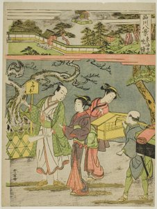 E a lousa da divulgação, da série "Shinagawa Hakkei (Eight Views of Shinagawa)" de Katsukawa Shunsho