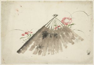 Ventilador descartado entre os Pinks de Katsushika (school of) Hokusai
