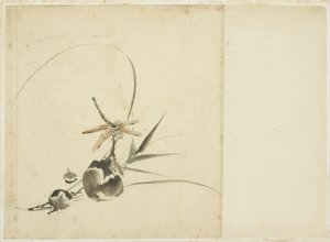 Spray de frutas com libélula de Katsushika (school of) Hokusai
