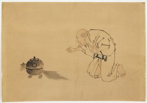 Ilustração para "Tanuki Teakettle", c.1850 (tinta e cor no papel)