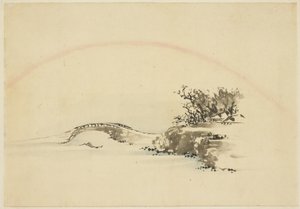 Paisagem com arco-íris de Katsushika (school of) Hokusai