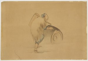 Homem com Tambor de Rolamento de Marreta, c.1850 (tinta e cor no papel)