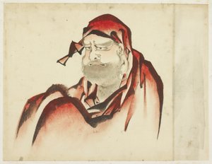 Red-Robed Daruma, c.1815-1849 (tinta e cor no papel) de Katsushika (school of) Hokusai