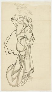 Walking Courtesan (estudo), c.1815-1849 (tinta no papel de Katsushika (school of) Hokusai