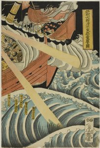 Os fantasmas do Heike aparecem na baía de Daimotsu na província de Settsu (Sesshu Daimotsu no ura Heike onryo arawaruru zu) de Katsushika Hokui