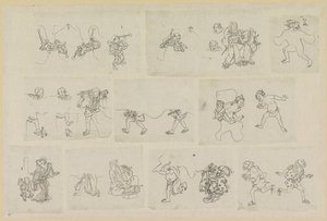 Onze representações diferentes de pessoas de Katsushika Hokusai (possibly)
