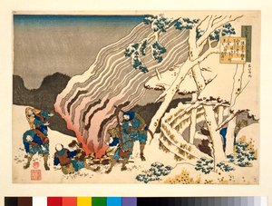 0H Riqueza 1913 Hunters by a fire in the snow, from the series 