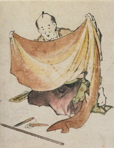 Um comerciante de tecidos, final do século 18 e início do século 19. de Katsushika Hokusai