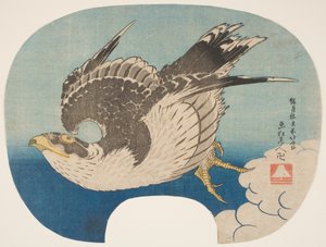 A Hawk in Flight, c.1840 (impressão em bloco de madeira) de Katsushika Hokusai