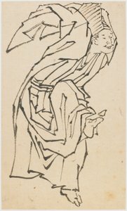 Um dançarino de sambaso, final do século 18 e início do século 19. de Katsushika Hokusai