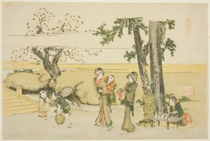 Uma cena à beira do caminho (Oji) de Katsushika Hokusai