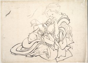 Uma mulher e um bebé de Katsushika Hokusai