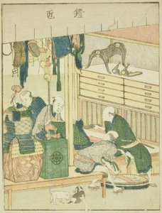 Armorer (Yoroi takumi), do livro ilustrado "Livro ilustrado das diversões do Oriente (Ehon Azuma asobi)" de Katsushika Hokusai