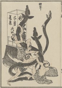 Big Eels, c. 1840 (impressão em xilogravura) de Katsushika Hokusai