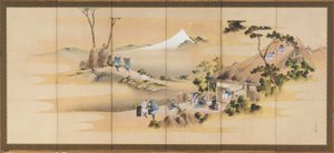 Cenas do país e Monte Fuji, um de um par, período Edo, ca. 1830-1832. de Katsushika Hokusai