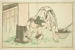 Artesão trabalhando no templo, do livro ilustrado de pinturas realistas de Hokusai (Hokusai shashin gafu) de Katsushika Hokusai