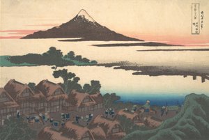 Amanhecer em Isawa na província de Kai Koshu Isawa no akatsuki, da série Trinta e seis..., ca. 1830-32. de Katsushika Hokusai