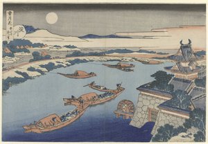O rio Yodo ao luar
Yodogawa (título sobre o objecto)
Neve, lua e flores (título da série)
Setsugekka (título da série sobre o objecto) de Katsushika Hokusai