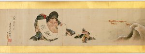 Detalhe do Handscroll com diversas imagens, período Edo, 1839 tinta e cor em papel de Katsushika Hokusai