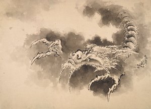 Dragão emergindo das nuvens, período Edo, século XIX. de Katsushika Hokusai