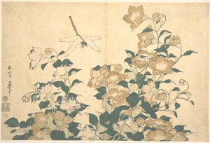 Libélula e campânula de Katsushika Hokusai