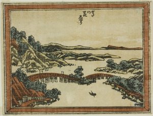Evening Glow at Seta (Seta no sekisho), da série Eight Views of Omi in Etching Style (Doban Omi hakkei) de Katsushika Hokusai