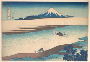 Fuji — O rio Tama, província de Musashi, da série «Trinta e seis vistas do Monte Fuji» (Fugaku sanjūrokkei) de Katsushika Hokusai