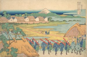 Membro do Fuji Seien Tejis Tanse de Senju P Air Slequar Hand r Senju Com um pouco de dano. .. .. , mosquito. 1830-32. de Katsushika Hokusai