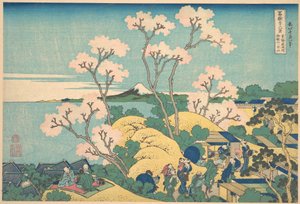 O Monte Fuji visto de Gotenyama, na Tōkaidō, em Shinagawa (Tōkaidō Shinagawa Gotenyama no Fuji), da série «Trinta e seis vistas do Monte Fuji» (Fugaku sanjūrokkei)