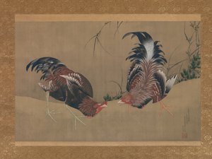 Galos de combate de Katsushika Hokusai