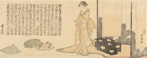 Gueixa a preparar-se para a apresentação de Katsushika Hokusai