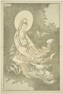 Goddess Riding a Dragon, de The Picture Book of Realistic Paintings of Hokusai (Hokusai shashin gafu), c.1814 (xilogravura a cores (folha de álbum)) de Katsushika Hokusai