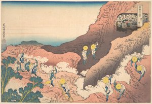 Grupos de alpinistas (Shojin tozan), da série «Trinta e seis vistas do Monte Fuji» (Fugaku sanjūrokkei) de Katsushika Hokusai