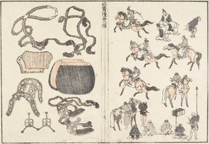 Cavaleiros e Arnês, 1817 de Katsushika Hokusai
