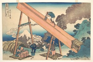 Nas montanhas da província de Tōtomi (Tōtomi sanchū), da série «Trinta e seis vistas do Monte Fuji» (Fugaku sanjūrokkei) de Katsushika Hokusai