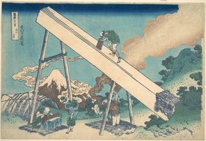 Nas montanhas da província de Tōtomi (Tōtomi sanchū), da série «Trinta e seis vistas do Monte Fuji» (Fugaku sanjūrokkei) de Katsushika Hokusai